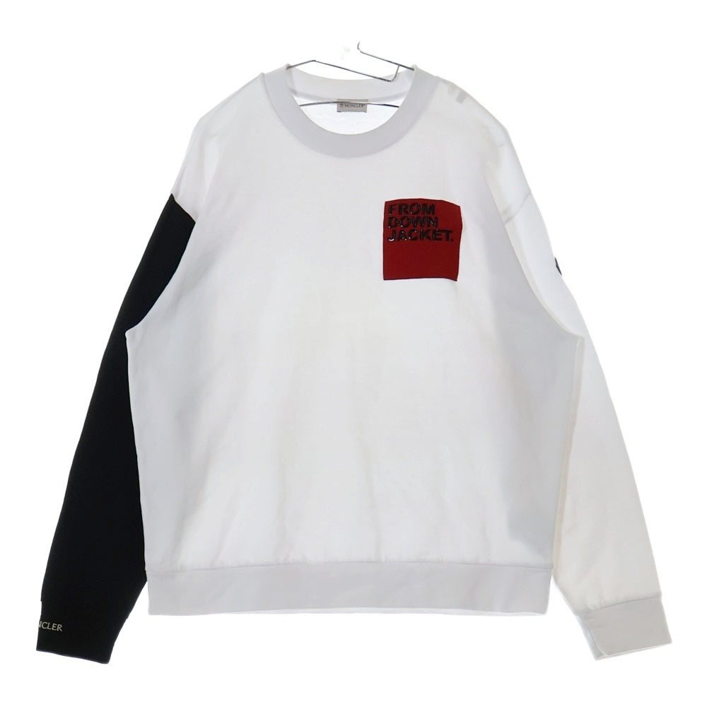 MONCLER(モンクレール) 19SS ベルクロ ラバーワッペンロゴ プルオーバースウェットトレーナー ホワイト E10918038750 809DU