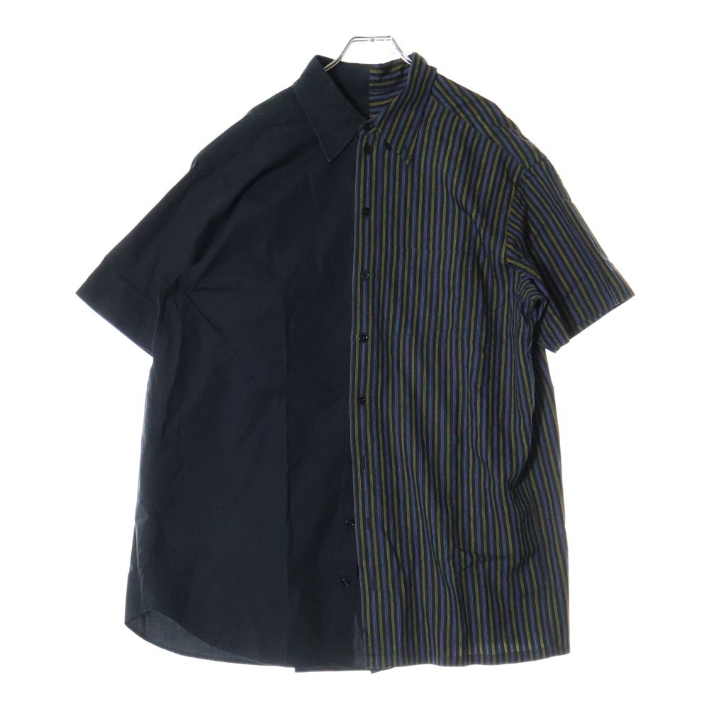 MM6 Maison Margiela(エムエムシックスメゾンマルジェラ) 21SS ドッキング ストライプ柄 オーバーサイズ ハーフスリーブ 半袖シャツ ブラック/イエロー レディース S32CU0133 STN998