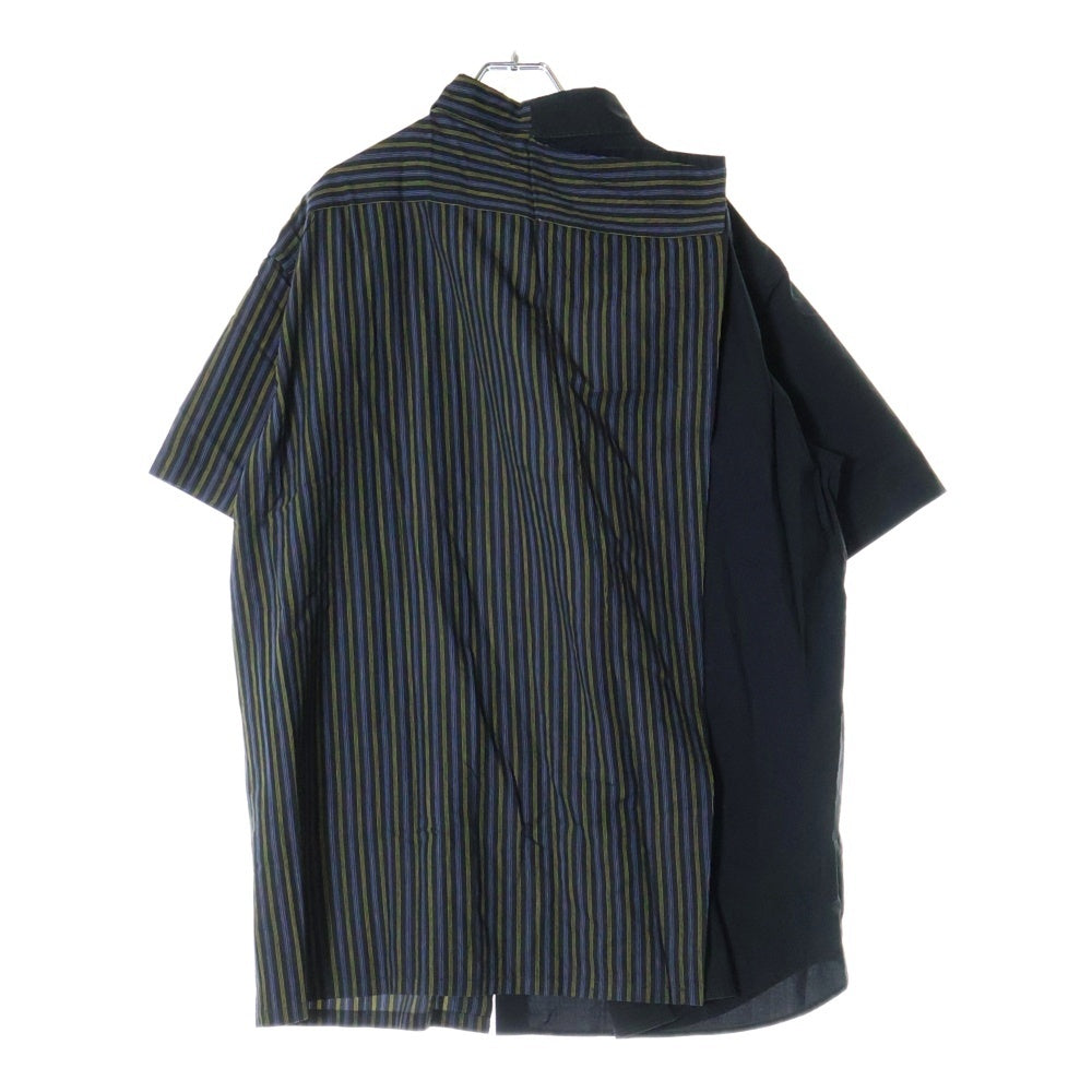 MM6 Maison Margiela(エムエムシックスメゾンマルジェラ) 21SS ドッキング ストライプ柄 オーバーサイズ ハーフスリーブ 半袖シャツ ブラック/イエロー レディース S32CU0133 STN998