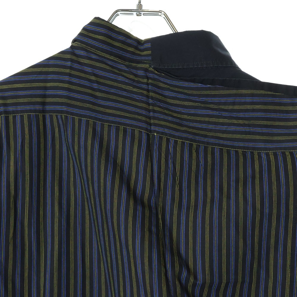 MM6 Maison Margiela(エムエムシックスメゾンマルジェラ) 21SS ドッキング ストライプ柄 オーバーサイズ ハーフスリーブ 半袖シャツ ブラック/イエロー レディース S32CU0133 STN998