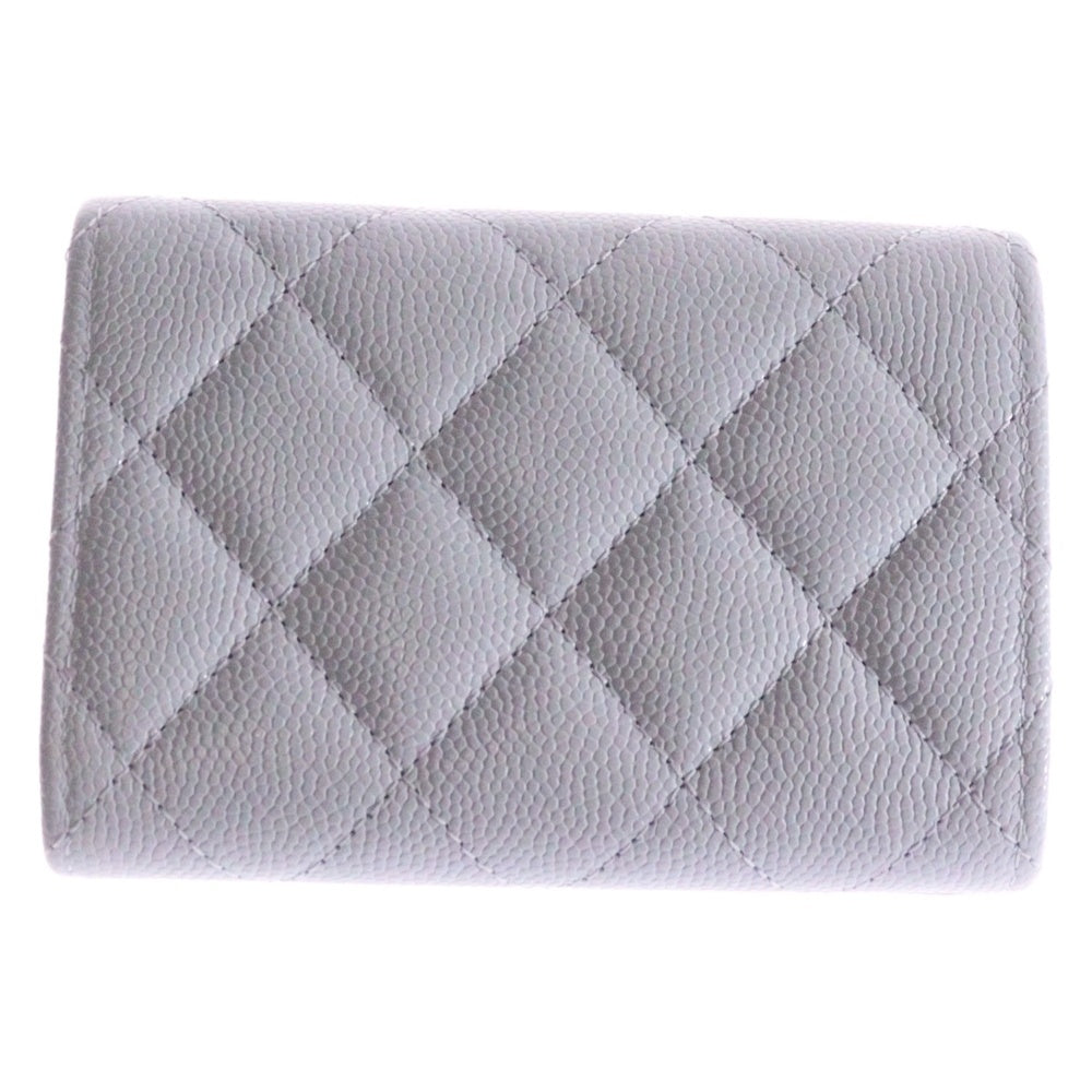 CHANEL(シャネル) マトラッセ ココマーク スター コンパクトウォレット 三つ折り財布 コインケース ライトブルー ラムスキン シルバー金具 AP4812
