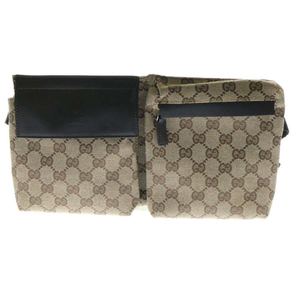 GUCCI(グッチ) GGキャンバス ウエストポーチ ボディバッグ ショルダーバッグ ベージュ×ブラウン キャンバス×レザー 28566
