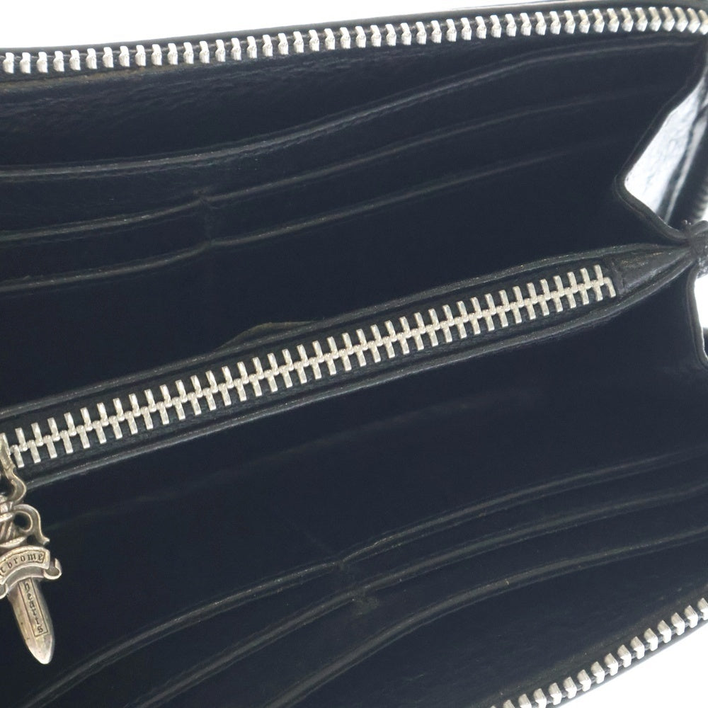 CHROME HEARTS(クロムハーツ) REC F ZIP ゼロピラミッドスタッズコーナー ラウンドウォレット レザー 長財布 ブラック/シルバー