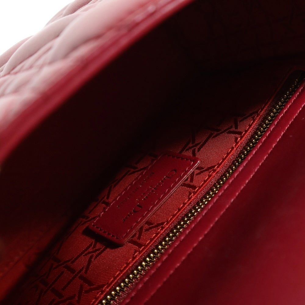 Christian Dior(クリスチャンディオール) Lady Dior My ABCDior マイレディディオール カナージュ 2WAY レザーハンドバッグ ショルダーバッグ レッド レディース