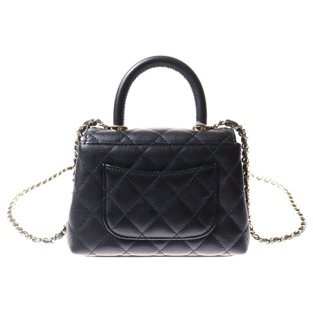 CHANEL(シャネル) ココハンドル ミニ ブラック キャビアスキン ゴールド金具 チェーン ショルダーバッグ AP4244