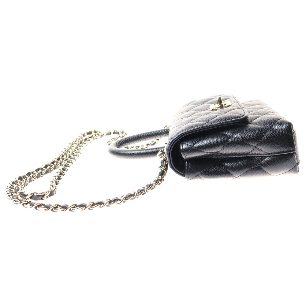 CHANEL(シャネル) ココハンドル ミニ ブラック キャビアスキン ゴールド金具 チェーン ショルダーバッグ AP4244