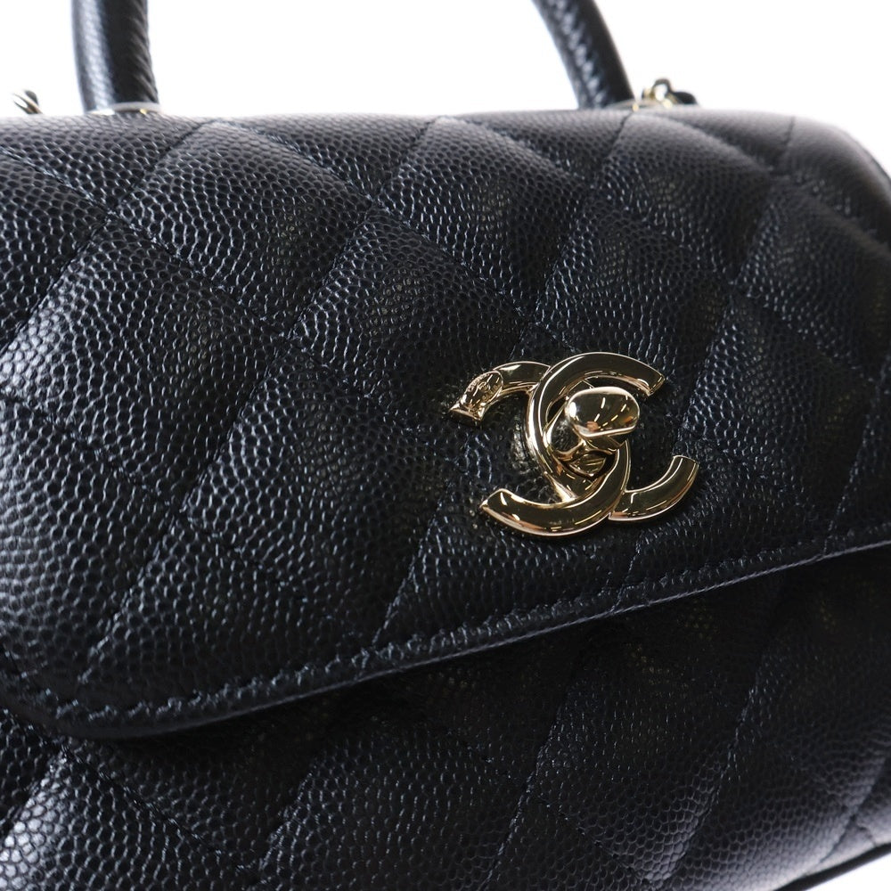 CHANEL(シャネル) ココハンドル ミニ ブラック キャビアスキン ゴールド金具 チェーン ショルダーバッグ AP4244