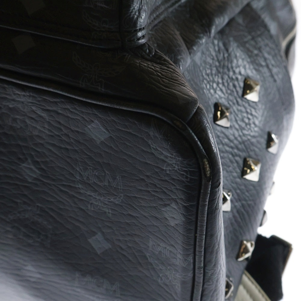 MCM(エム シー エム) LOVELESSコラボ スタッズ バックパック リュックサック ブラック×ホワイト シルバー金具 レザー