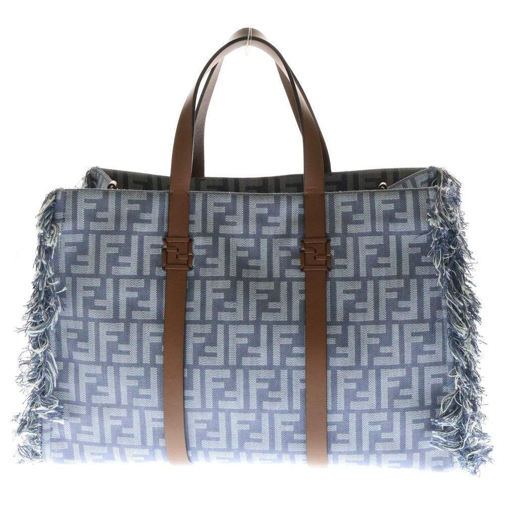 FENDI(フェンディ) ズッカ 2WAY FFジャガード フリンジ付サマートートバッグ ショルダーバッグ ブルー レディース 8BH435AUT4F1SXQ
