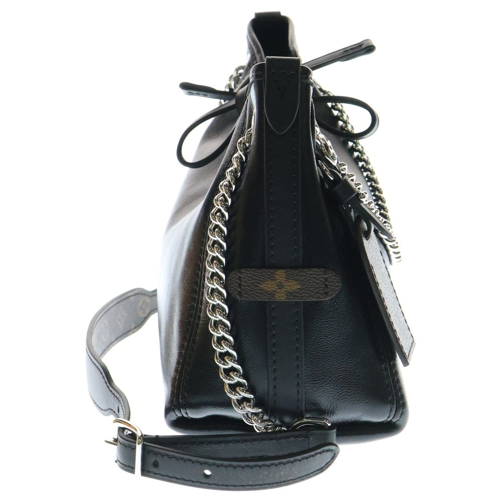 LOUIS VUITTON(ルイヴィトン) キャリオールBB LV バイブ モノグラム レザー 2WAY ダブルチェーン ハンド ショルダーバッグ シルバー金具 ブラック/ブラウン M12888