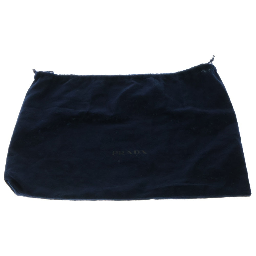 PRADA(プラダ) Re-Nylon サフィアーノレザー トライアングルロゴプレート ベルトバッグ ウエストポーチ ショルダー ボディバッグ シルバー金具 ブラック 2VL033