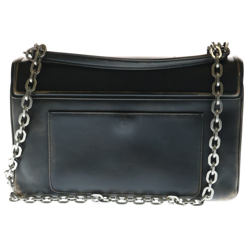 PRADA(プラダ) チェーンショルダーバッグ シルバー金具 ブラウン レザー