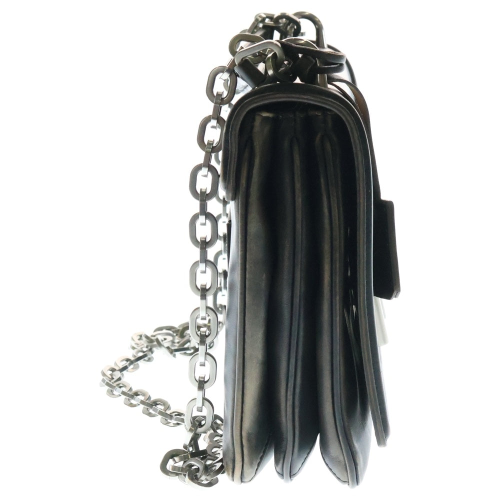 PRADA(プラダ) チェーンショルダーバッグ シルバー金具 ブラウン レザー