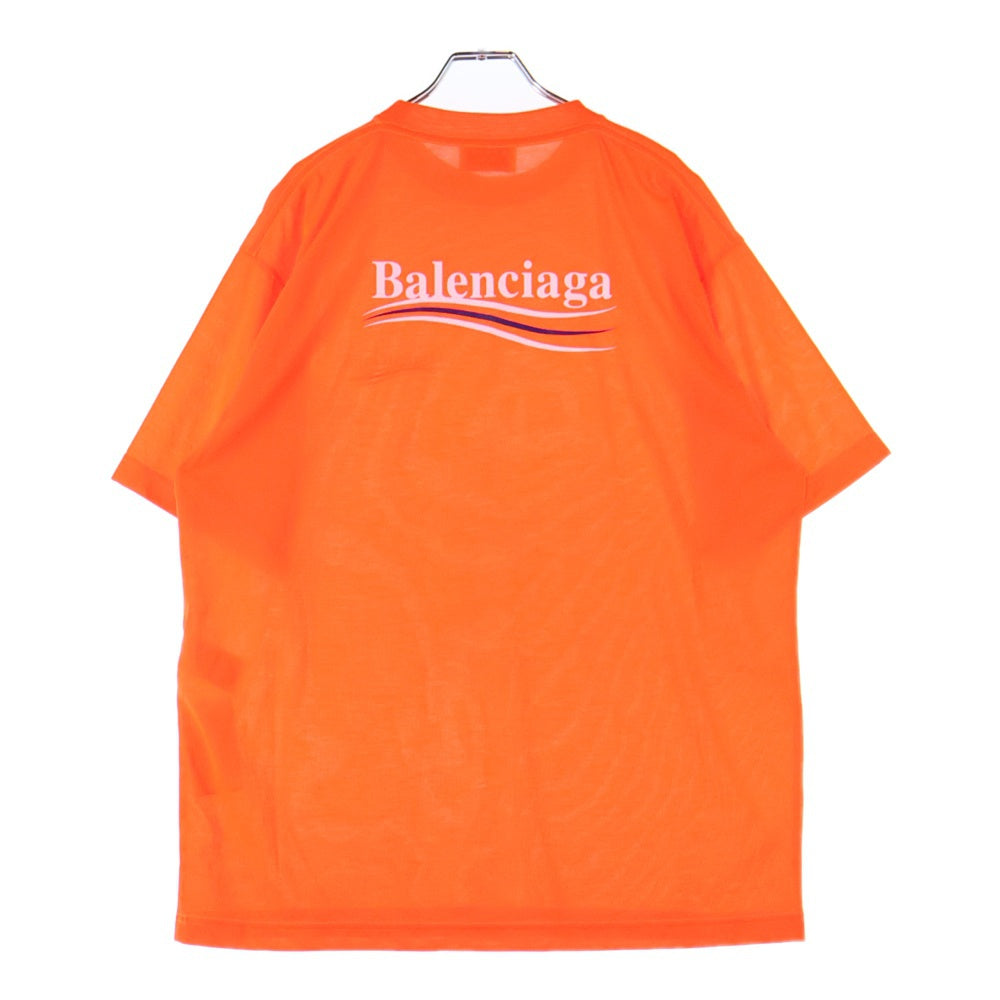 BALENCIAGA(バレンシアガ) キャンペーンロゴ バックプリント クルーネック 半袖Tシャツ カットソー オレンジ 641665