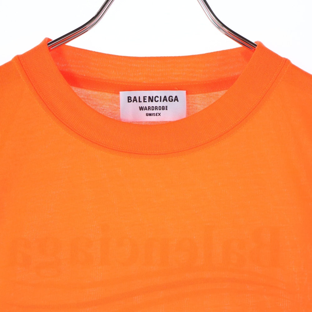 BALENCIAGA(バレンシアガ) キャンペーンロゴ バックプリント クルーネック 半袖Tシャツ カットソー オレンジ 641665