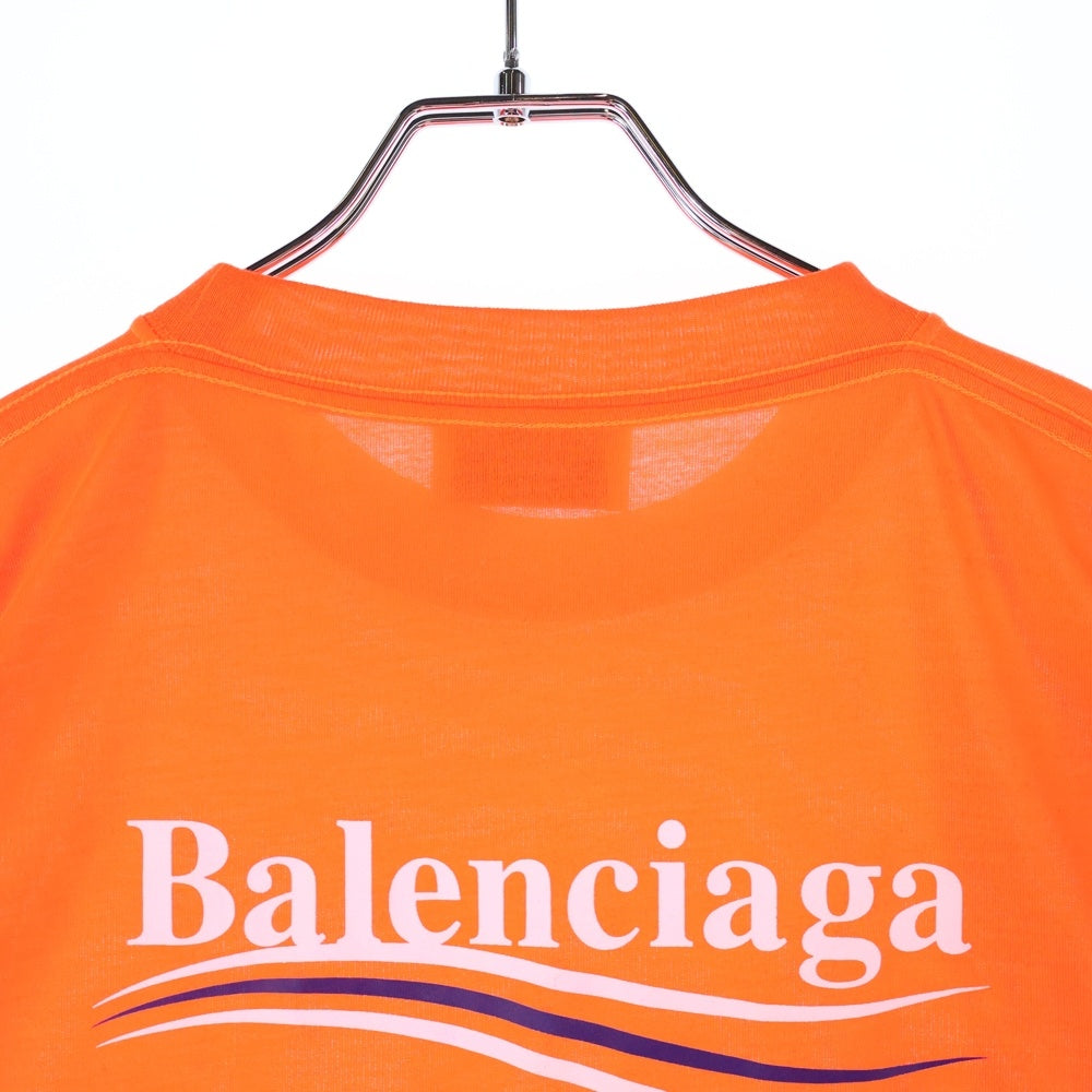 BALENCIAGA(バレンシアガ) キャンペーンロゴ バックプリント クルーネック 半袖Tシャツ カットソー オレンジ 641665