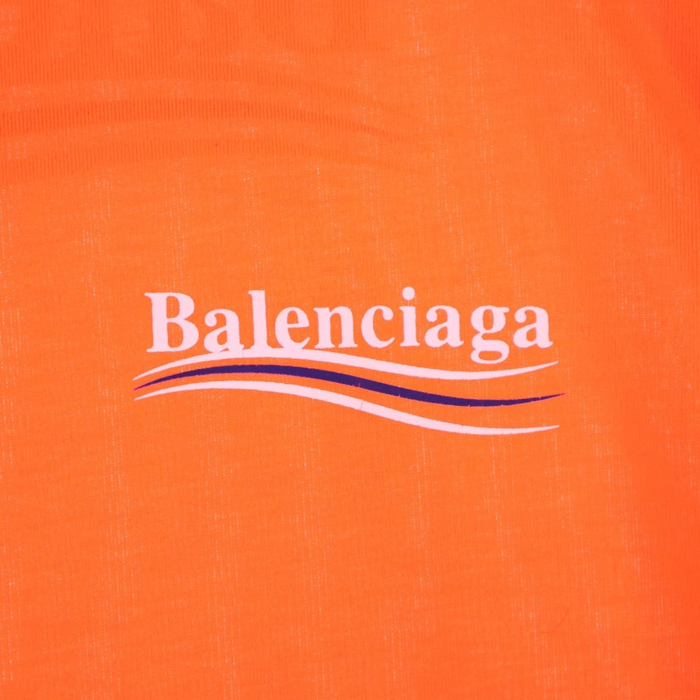 BALENCIAGA(バレンシアガ) キャンペーンロゴ バックプリント クルーネック 半袖Tシャツ カットソー オレンジ 641665