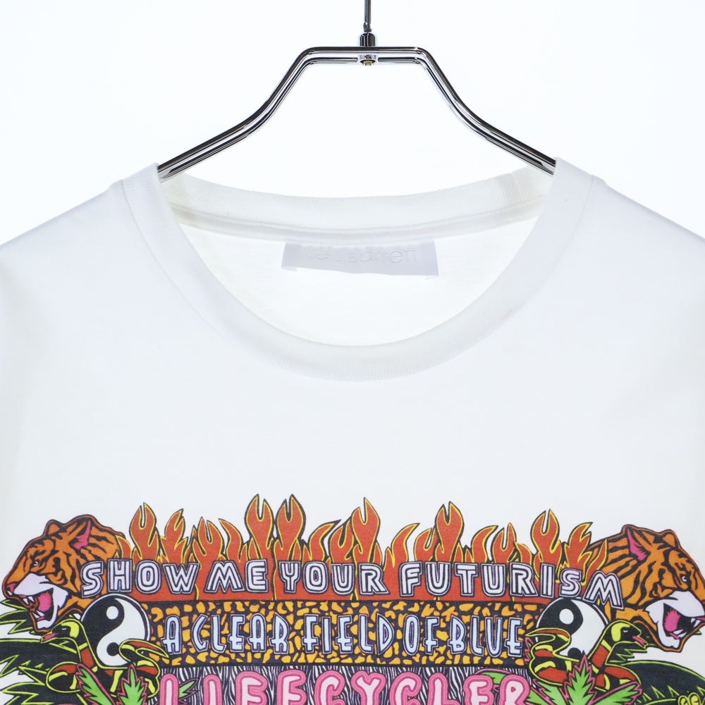 Neil Barrett(ニール バレット) アニマルプリント クルーネック 半袖Tシャツ カットソー ホワイト BJT741S N513P