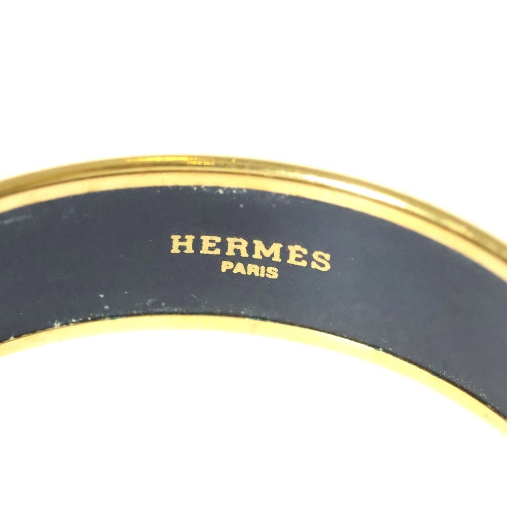HERMES(エルメス) エマイユ バングル GM 馬車 ゴールド×ブルー GP ブレスレット