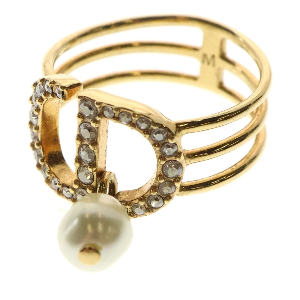 【極美品】 DIOR CD ロゴ リング Lサイズ ゴールド パール Christian Dior(クリスチャンディオール) CDロゴ パール リング