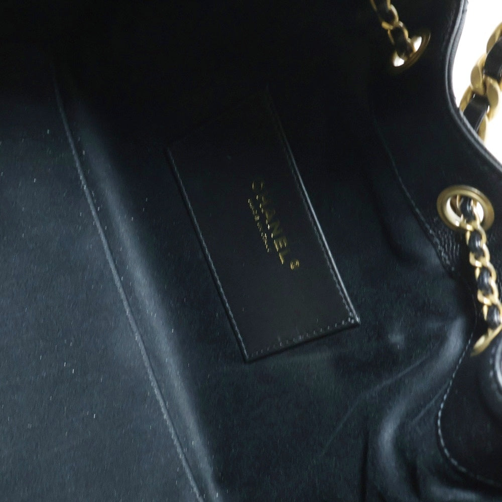 CHANEL(シャネル) シャネル25 ココマーク キャビアスキン レザー スモール チェーン ハンド ワンショルダーバッグ ゴールド金具 ブラック AS5293