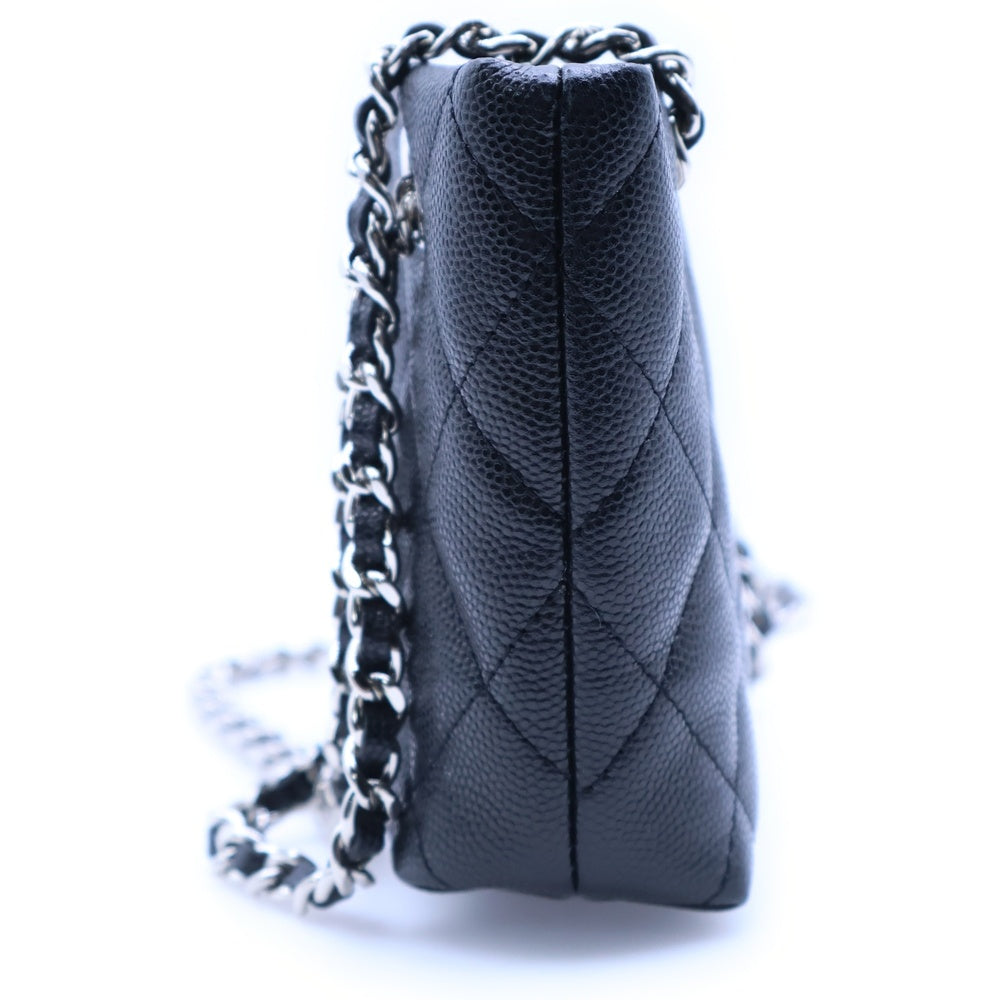CHANEL(シャネル) ココマーク マトラッセ キャビアスキン チェーン クラッチバッグ ブラック シルバー金具 AP4417