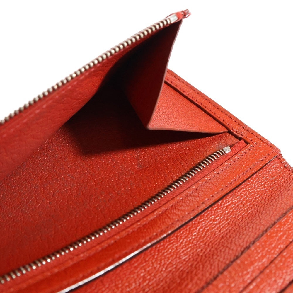 HERMES(エルメス) ベアンスフレ シェーブル ロングウォレット カードケース 長財布 レッド シルバー金具 レザー □J刻印
