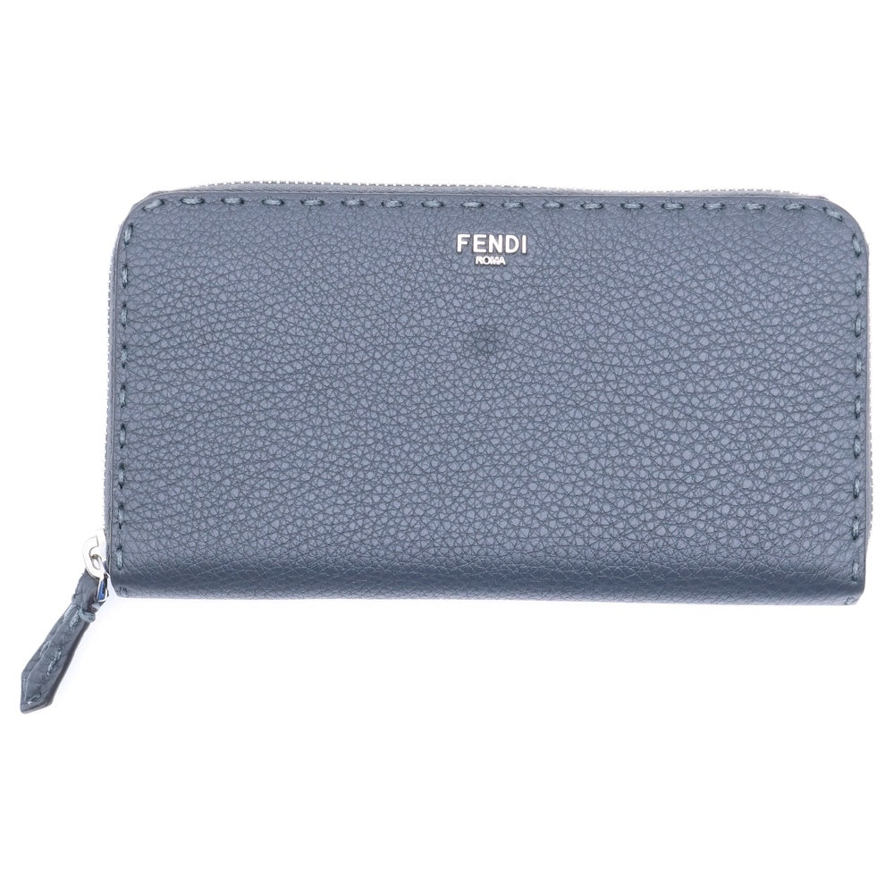 FENDI(フェンディ) ラウンドファスナー長財布 ロングウォレット カードケース グレー シルバー金具