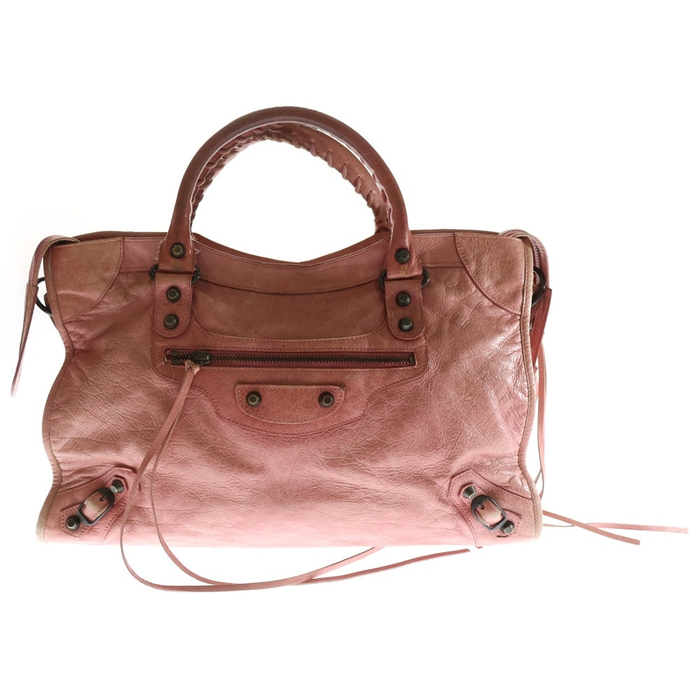 BALENCIAGA(バレンシアガ) ザ シティ レザー 2WAY ハンド ショルダーバッグ ゴールド金具 ピンク 115748