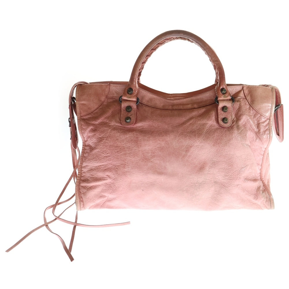 BALENCIAGA(バレンシアガ) ザ シティ レザー 2WAY ハンド ショルダーバッグ ゴールド金具 ピンク 115748