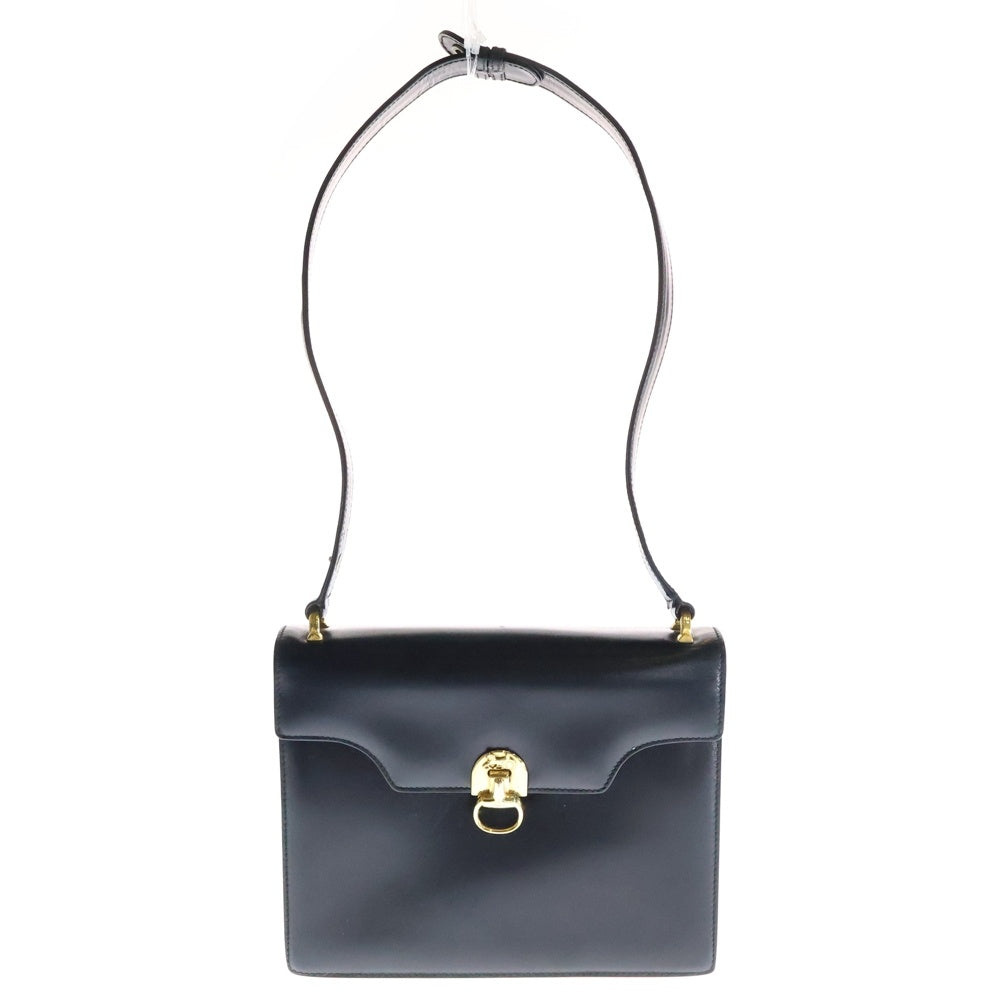 CELINE(セリーヌ) オールド 馬車金具 レザー ワンショルダーバッグ ゴールド金具 ブラック
