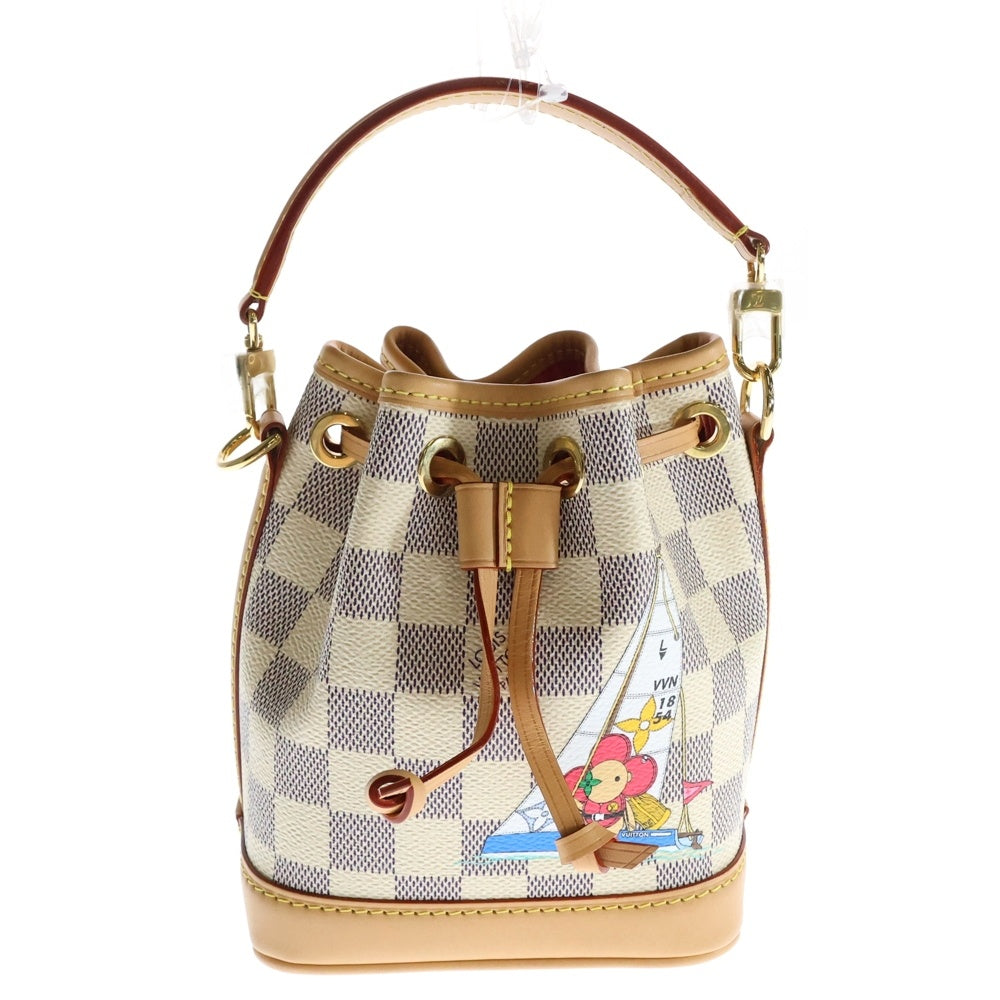 LOUIS VUITTON(ルイヴィトン) ナノ ノエ ダミエアズール ヴィヴィエンヌ PVC レザー ハンドバッグ ゴールド金具 ホワイト N40511