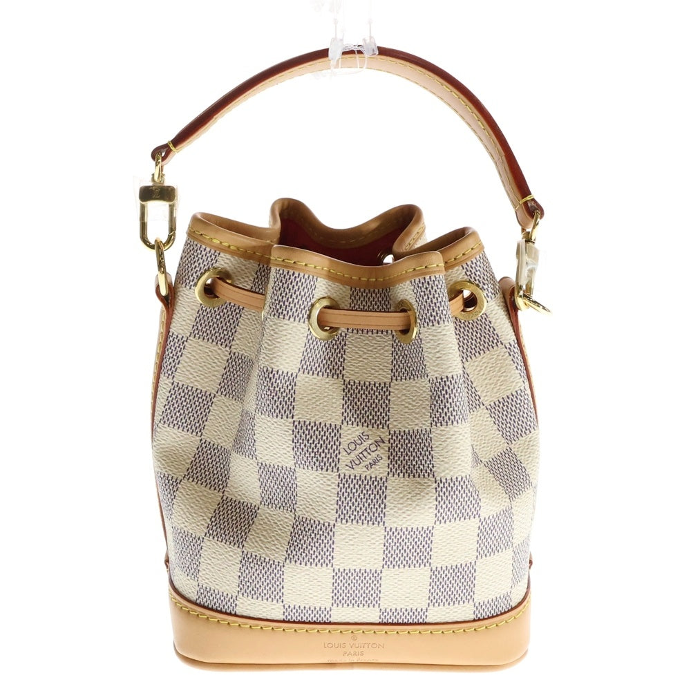 LOUIS VUITTON(ルイヴィトン) ナノ ノエ ダミエアズール ヴィヴィエンヌ PVC レザー ハンドバッグ ゴールド金具 ホワイト N40511
