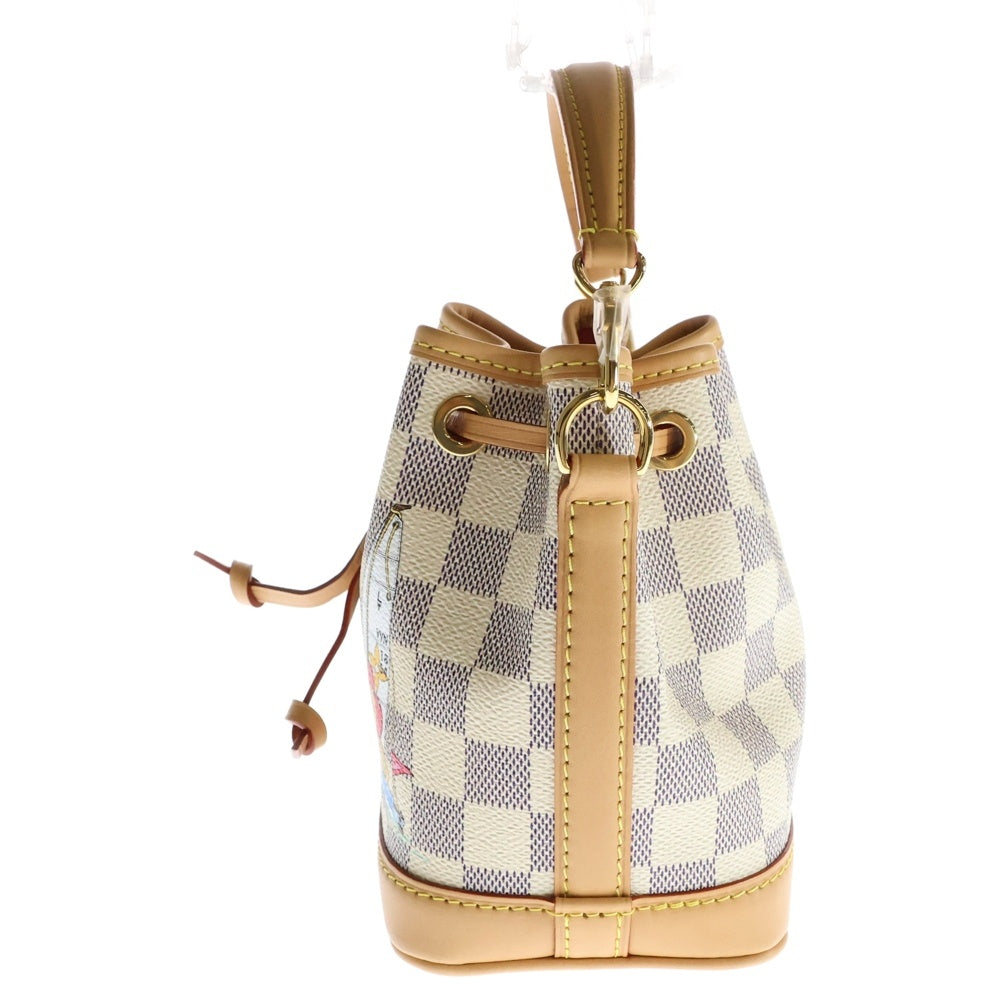 LOUIS VUITTON(ルイヴィトン) ナノ ノエ ダミエアズール ヴィヴィエンヌ PVC レザー ハンドバッグ ゴールド金具 ホワイト N40511