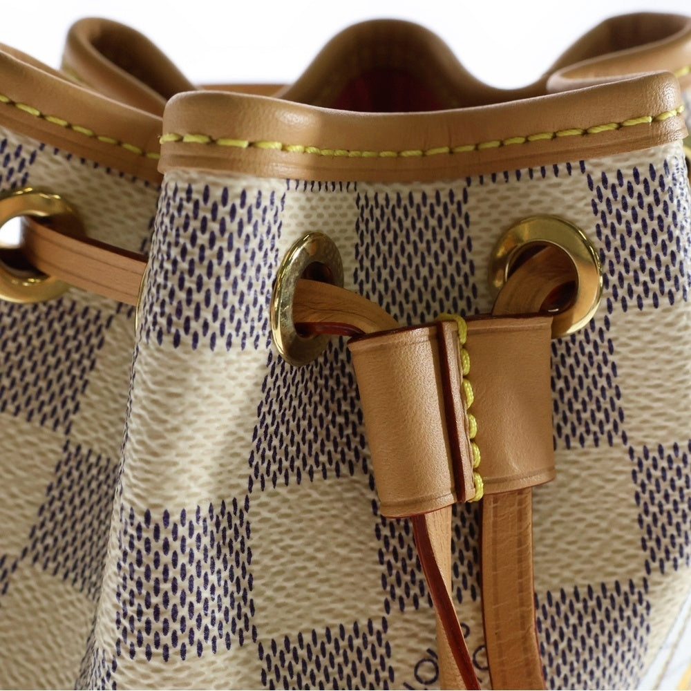 LOUIS VUITTON(ルイヴィトン) ナノ ノエ ダミエアズール ヴィヴィエンヌ PVC レザー ハンドバッグ ゴールド金具 ホワイト N40511
