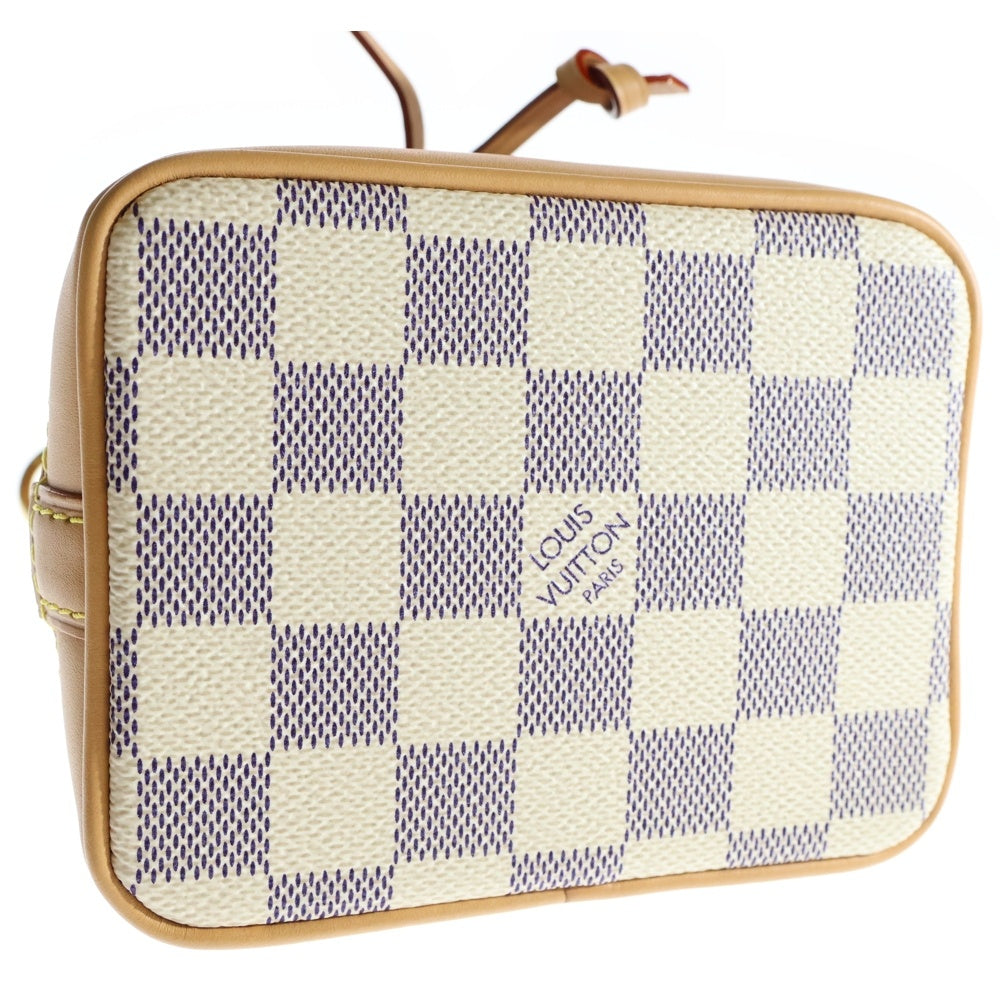 LOUIS VUITTON(ルイヴィトン) ナノ ノエ ダミエアズール ヴィヴィエンヌ PVC レザー ハンドバッグ ゴールド金具 ホワイト N40511