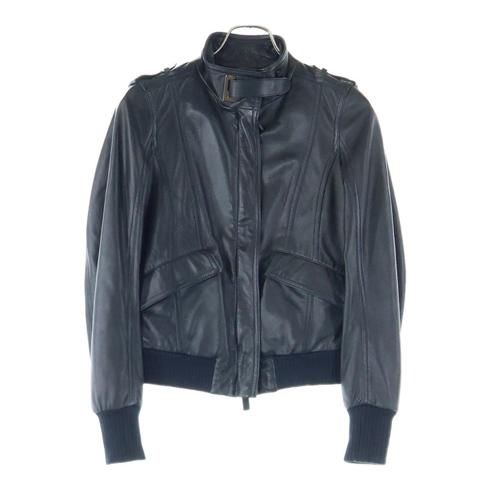 BALLY(バリー) エポレット付スタンドカラーレザージャケット リブ付ブルゾン ブラック