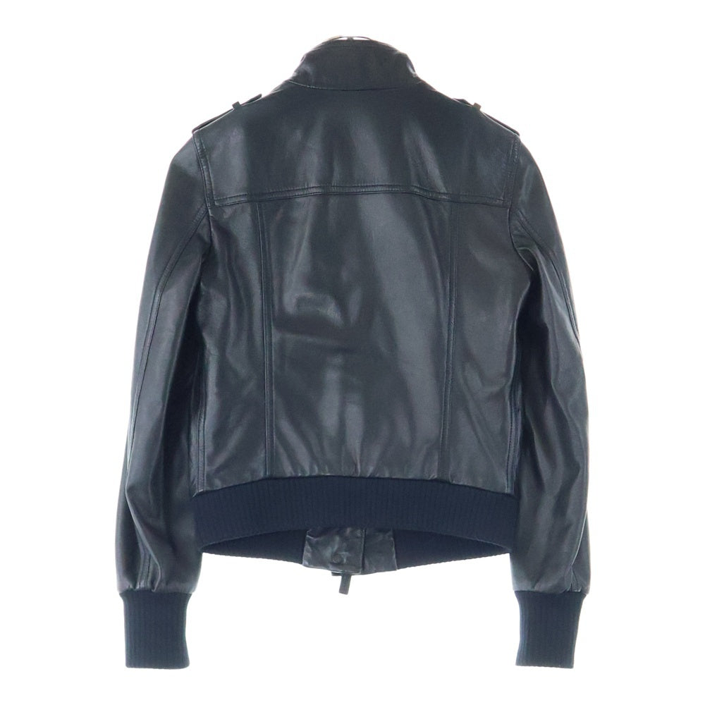 BALLY(バリー) エポレット付スタンドカラーレザージャケット リブ付ブルゾン ブラック