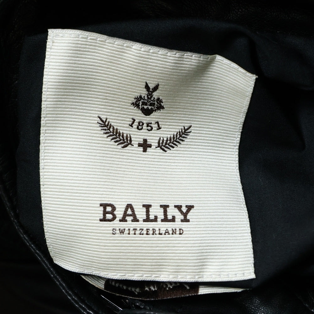 BALLY(バリー) エポレット付スタンドカラーレザージャケット リブ付ブルゾン ブラック