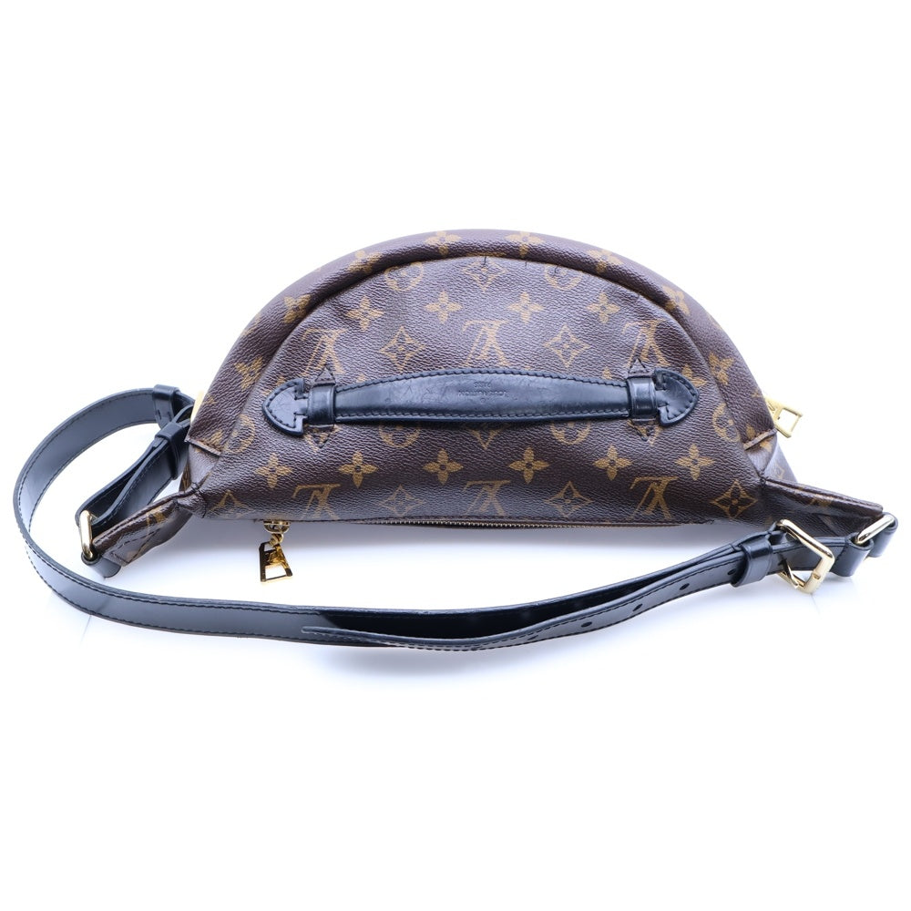 LOUIS VUITTON(ルイヴィトン) マイLV ワールドツアー バムバッグ モノグラム PARIS LVロゴプリント PVC レザー ショルダー ボディバッグ ゴールド金具 ブラウン/ブラック P01127