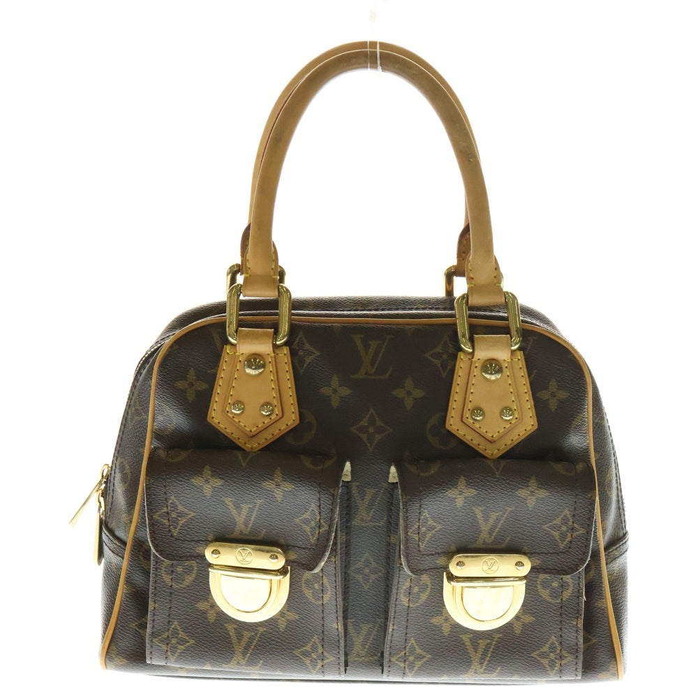 LOUIS VUITTON(ルイヴィトン) モノグラム マンハッタンPM ハンドバッグ ブラウン ゴールド金具 レザー×PVC M40026