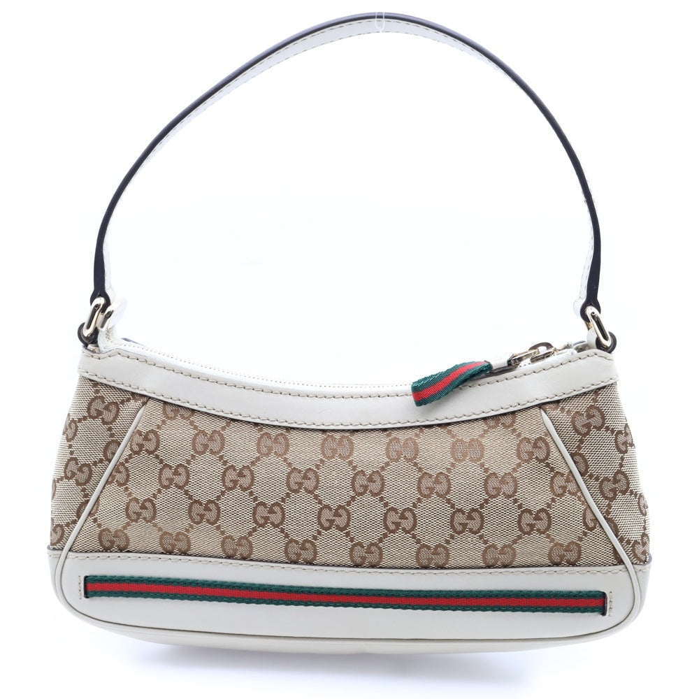 GUCCI(グッチ) GGキャンバス ハンドバッグ ワンショルダーバッグ ミニバッグ ホワイト×ベージュ ゴールド金具 キャンバス×レザー 269893