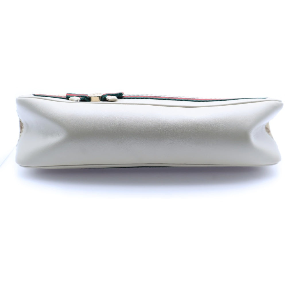 GUCCI(グッチ) GGキャンバス ハンドバッグ ワンショルダーバッグ ミニバッグ ホワイト×ベージュ ゴールド金具 キャンバス×レザー 269893