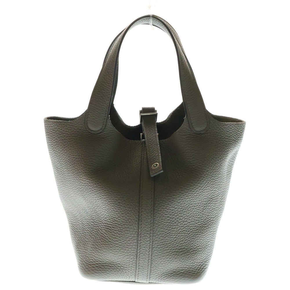 HERMES(エルメス) ピコタンロック PM ハンドバッグ ミニバッグ グレー エタン レザー シルバー金具 D刻印