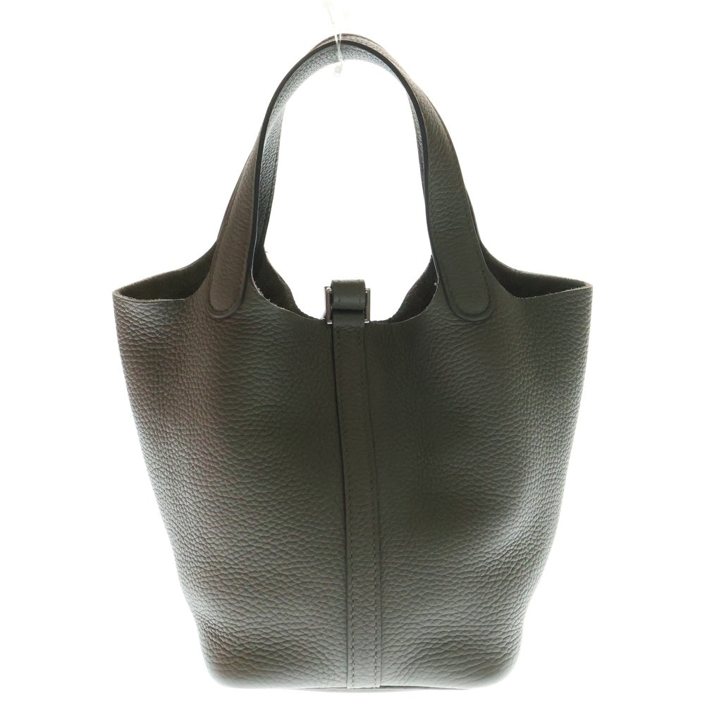HERMES(エルメス) ピコタンロック PM ハンドバッグ ミニバッグ グレー エタン レザー シルバー金具 D刻印