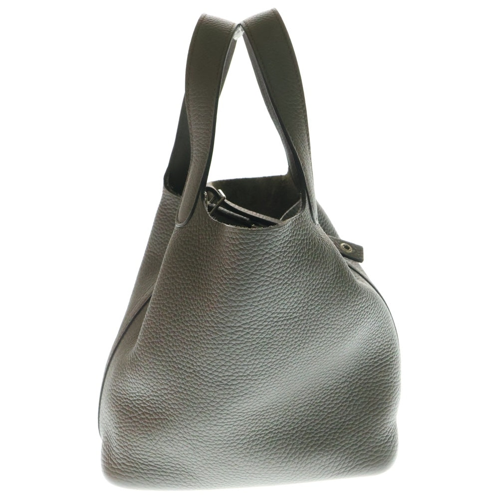 HERMES(エルメス) ピコタンロック PM ハンドバッグ ミニバッグ グレー エタン レザー シルバー金具 D刻印
