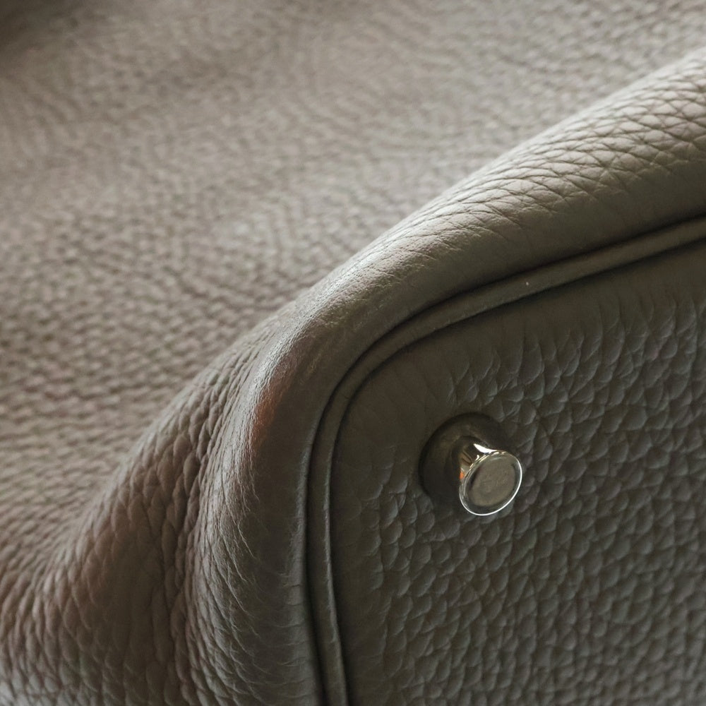 HERMES(エルメス) ピコタンロック PM ハンドバッグ ミニバッグ グレー エタン レザー シルバー金具 D刻印