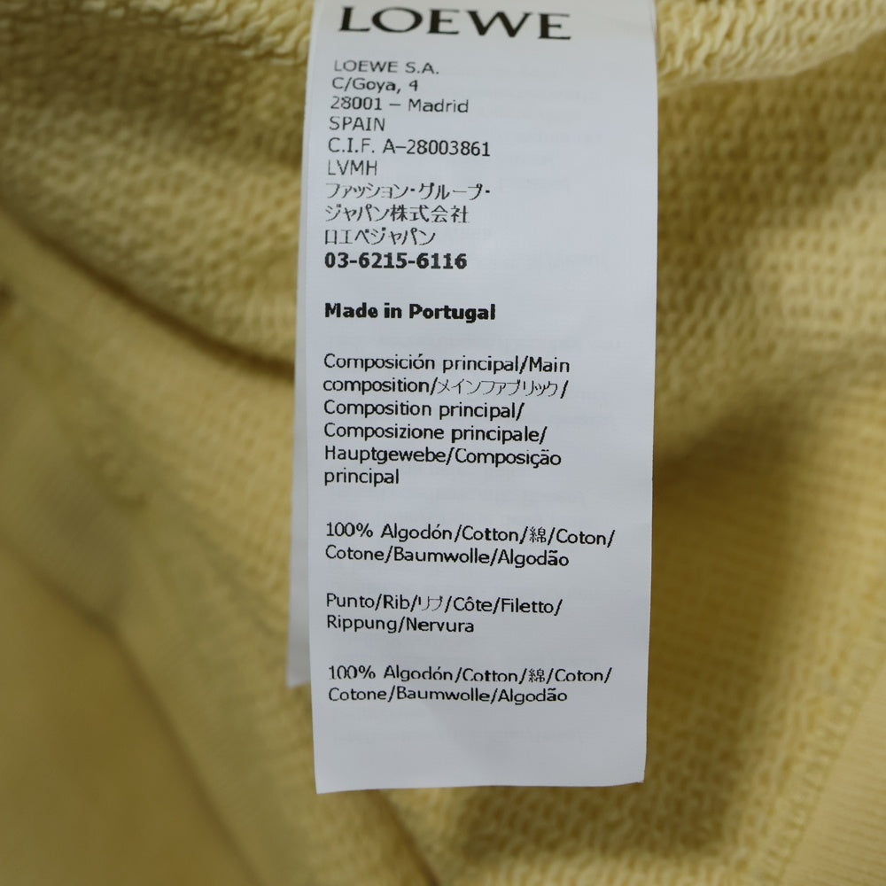 LOEWE(ロエベ) アナグラム レザーロゴパッチ クロップド ショート丈 プルオーバースウェットパーカー フーディー イエロー レディース S359Y25X41