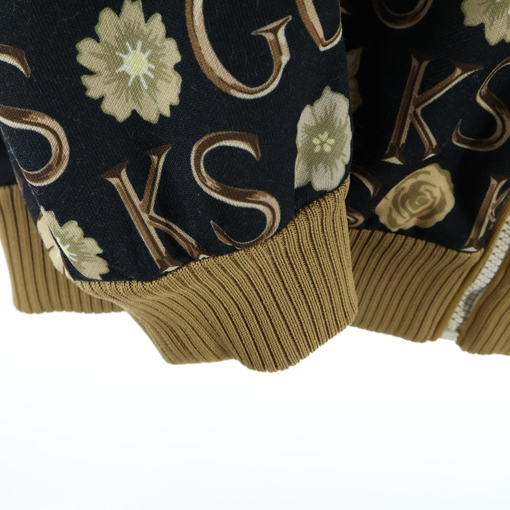 GUCCI(グッチ) Ken Scott フラワー総柄プリント インターロッキングGワッペンロゴ サイドライン ジップアップ トラックジャケット ベージュ/ブラック 645217