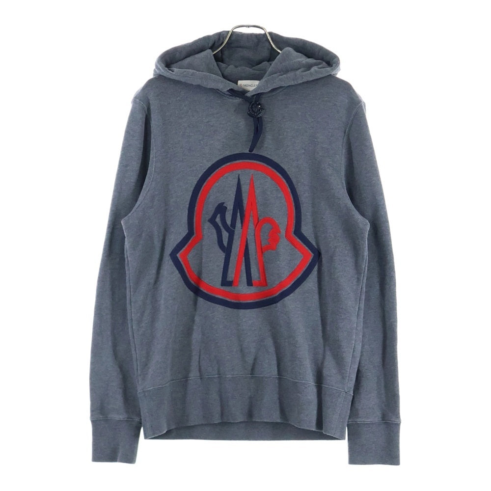 MONCLER(モンクレール) 20AW フロント ビッグロゴ刺繍 プルオーバースウェットパーカー フーディー グレー F20918G74610 80985